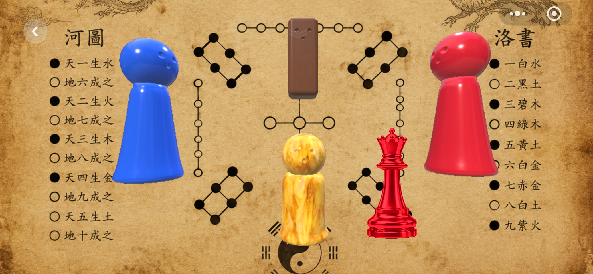 河图洛书中的红黄蓝与棋子